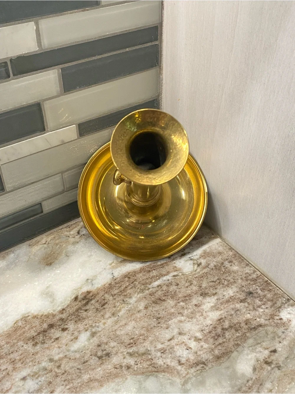 Antique Brass Push Up Ejector Candlestick Vintage Chamberstick Holder